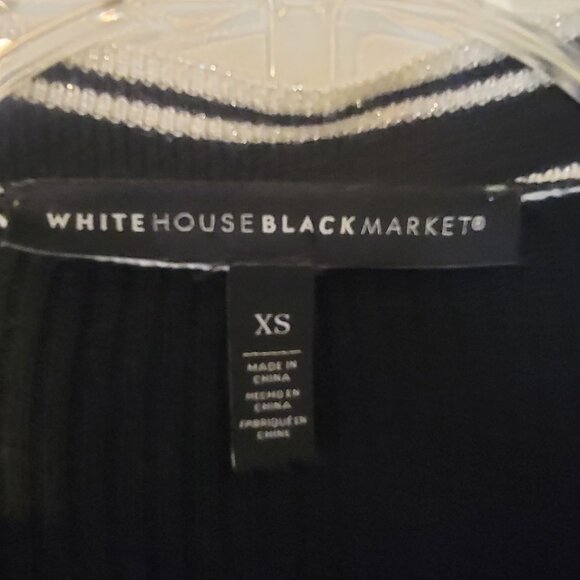 SOLD WHBM Ribbed Long Cardigan Duster Black White Trim - Picture 3 of 15